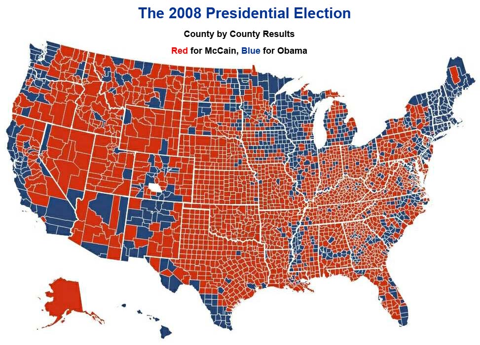 2008 Presidential Election Results by County
